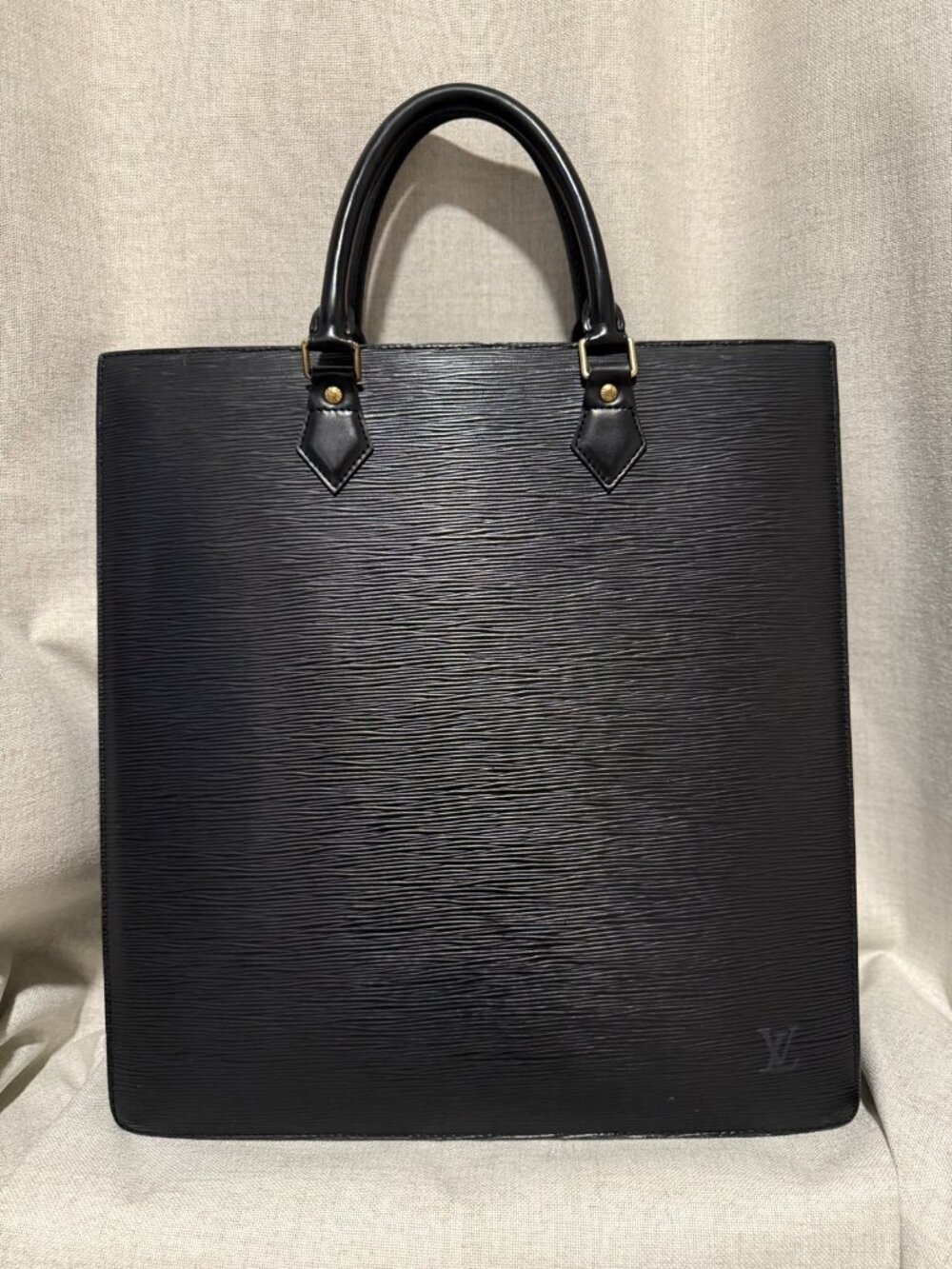 Louis Vuitton Epi Sac Plat M59082 Black Leather Tote, Vintage 2002